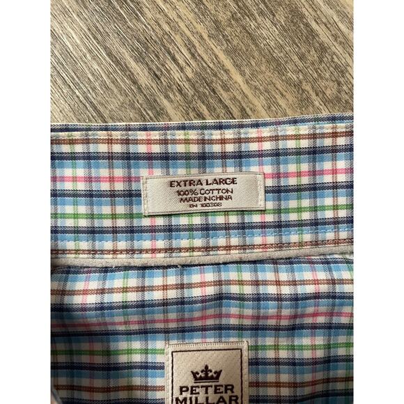 Peter Millar Summer Comfort XL Blue Pink Check Long Sleeve Button Up Shirt - Picture 4 of 8
